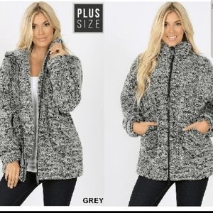 NEW....Black/grey Sherpa Coat